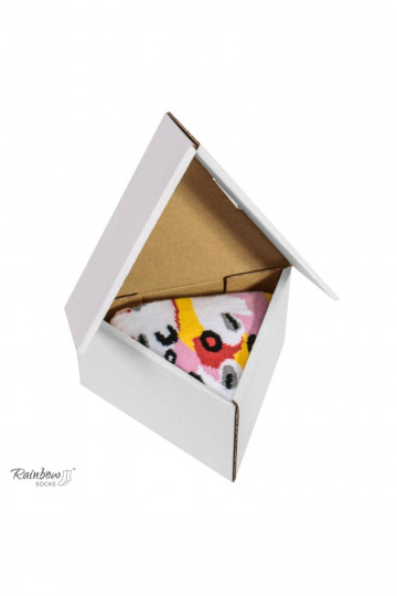 Farbige Socken in einer Box 1 Paar Pizza