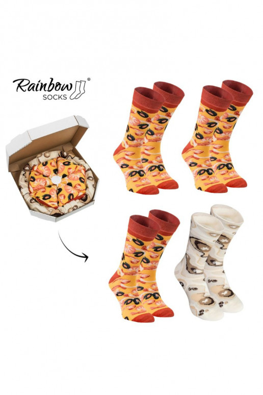Farbige Socken in einer Box Pizza 4 Paar Farbige Socken in einer Box Pizza 4 Paar