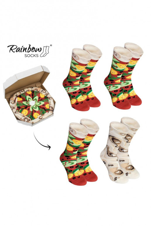 Farbige Socken in einer Box Pizza 4 Paar Farbige Socken in einer Box Pizza 4 Paar