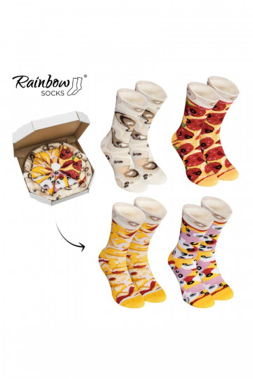 Farbige Socken in einer Box Pizza 4 Paar 2