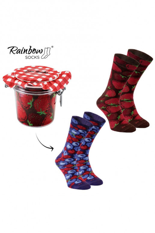 2 Paar farbige Socken in einer Box