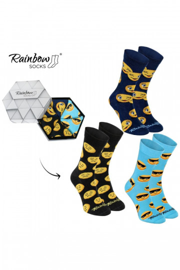 3 Paar farbige Socken in einer Box 2