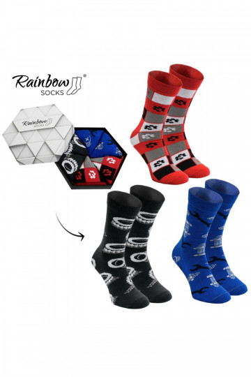 3 Paar farbige Socken in einer Box 2
