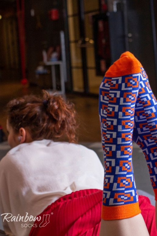 Farbige Socken mit geometrischen Mustern, 3 Paar Farbige Socken mit geometrischen Mustern, 3 Paar