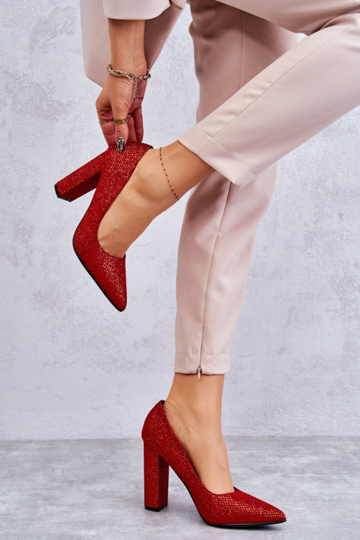 mit Glanz Schuhe mit Absätzen rote Farbe Elmira