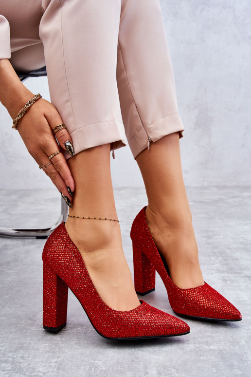 mit Glanz Schuhe mit Absätzen rote Farbe Elmira