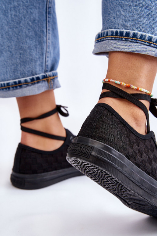 Klassisches Modell flache Schuhe Big Star LL274072 schwarze Farbe Klassisches Modell flache Schuhe Big Star LL274072 schwarze Farbe