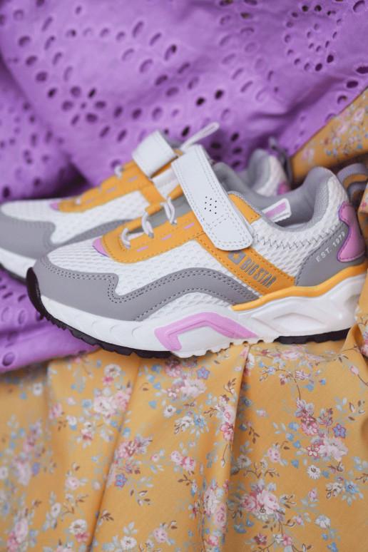 Kinder-Sneaker mit Klebeverschlüssen Big Star JJ374257 Weiß-Gelb