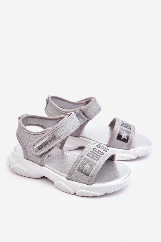 Kindersandalen mit Klebeverschlüssen Big Star LL374194 in der Farbe Silber