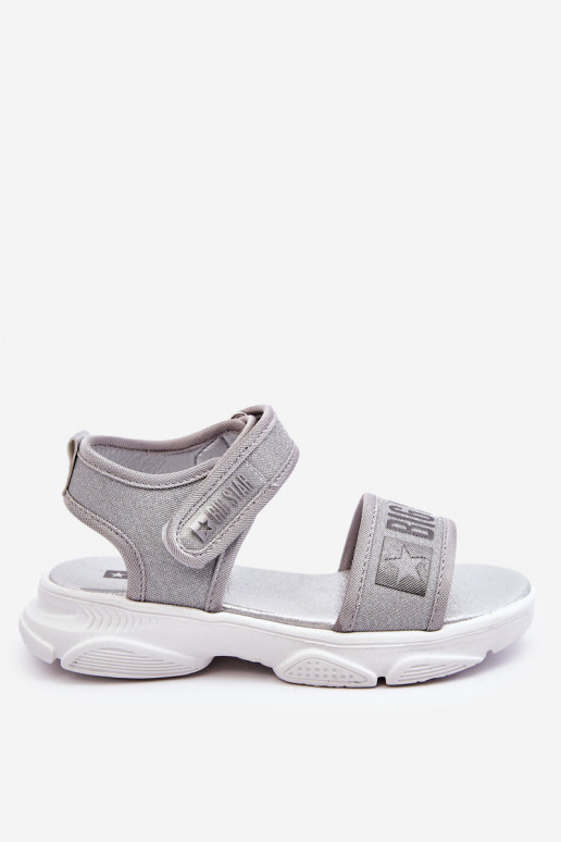 Kindersandalen mit Klebeverschlüssen Big Star LL374194 in der Farbe Silber
