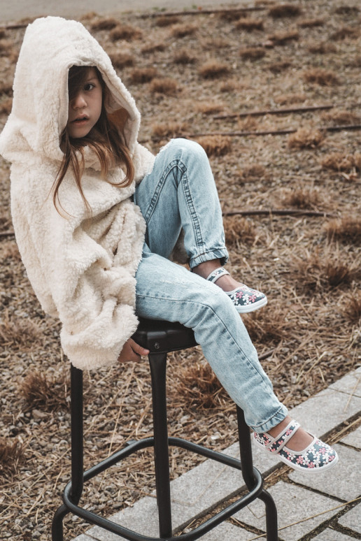 Kinderballerinas mit Blumenmuster in der blaugrauen Farbe Noah Kinderballerinas mit Blumenmuster in der blaugrauen Farbe Noah