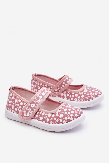 Kinderballerinas mit Klebeverschlüssen in der rosa Farbe Selah
