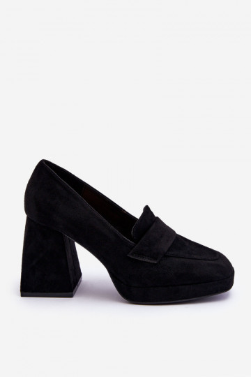 Wildlederschuhe mit breitem Absatz und Plateau in der Farbe Schwarz Adriel