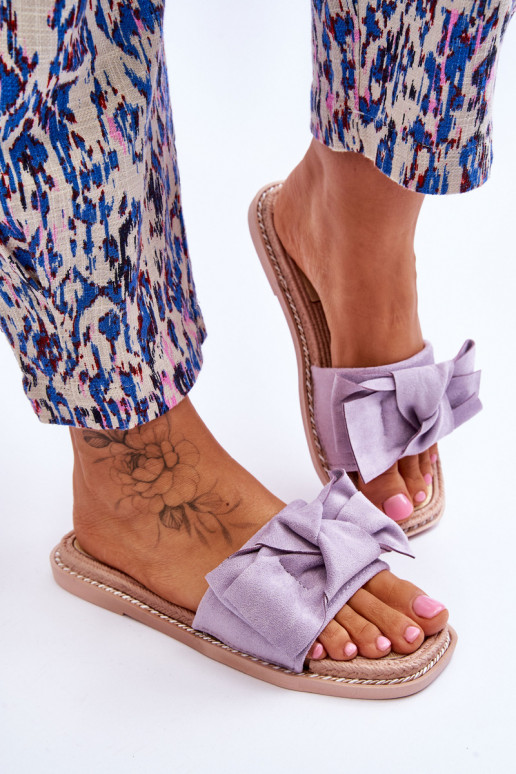 aus Wildleder Hausschuhe mit Bändern Lila Ambra aus Wildleder Hausschuhe mit Bändern Lila Ambra