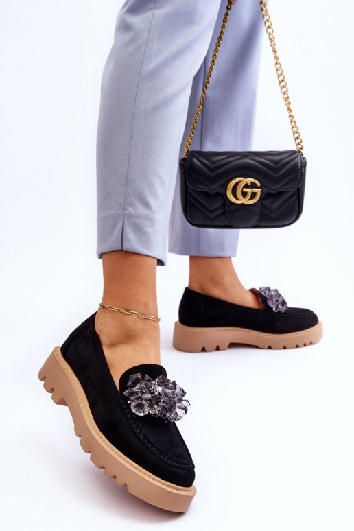 Wildledermokassins mit glänzenden Ösen in der Farbe Schwarz Demeris Wildledermokassins mit glänzenden Ösen in der Farbe Schwarz Demeris