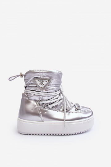 Gewärmte Kinder-Schneestiefel mit silbernen Schnürsenkeln von Colina 2