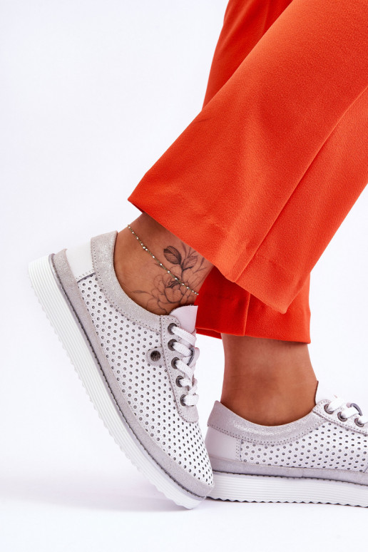 Durchbrochene Schuhe Sportlicher Stil Weiß-Silberfarbe Cantare
