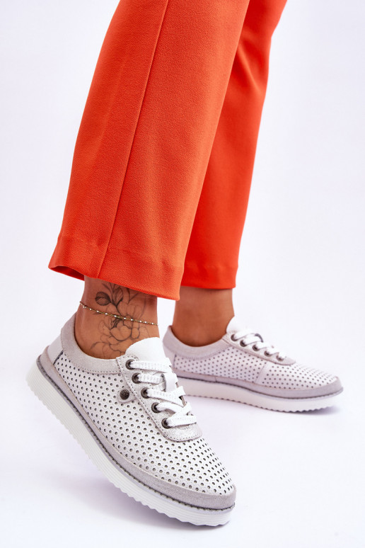 Durchbrochene Schuhe Sportlicher Stil Weiß-Silberfarbe Cantare