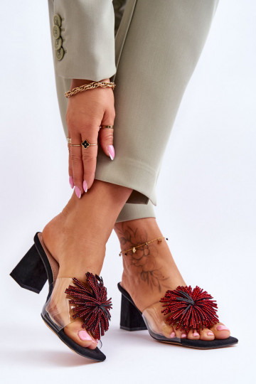 Durchsichtige Hausschuhe mit Absätzen S.Barski KV-AP658-1 schwarze Farbe 2