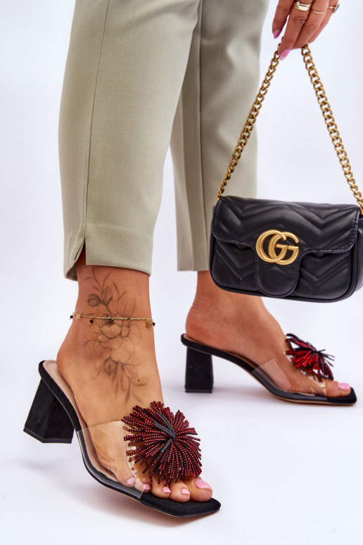 Durchsichtige Hausschuhe mit Absätzen S.Barski KV-AP658-1 schwarze Farbe Durchsichtige Hausschuhe mit Absätzen S.Barski KV-AP658-1 schwarze Farbe