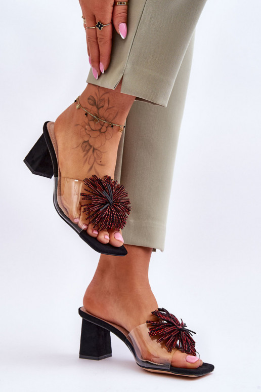 Durchsichtige Hausschuhe mit Absätzen S.Barski KV-AP658-1 schwarze Farbe Durchsichtige Hausschuhe mit Absätzen S.Barski KV-AP658-1 schwarze Farbe