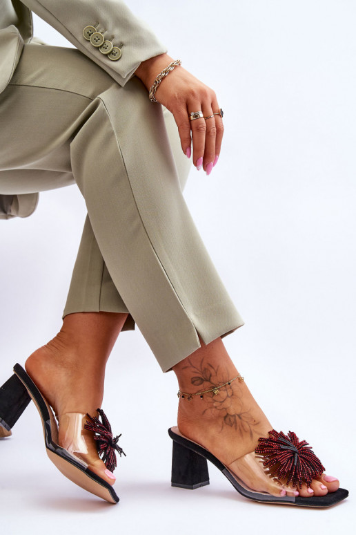 Durchsichtige Hausschuhe mit Absätzen S.Barski KV-AP658-1 schwarze Farbe Durchsichtige Hausschuhe mit Absätzen S.Barski KV-AP658-1 schwarze Farbe