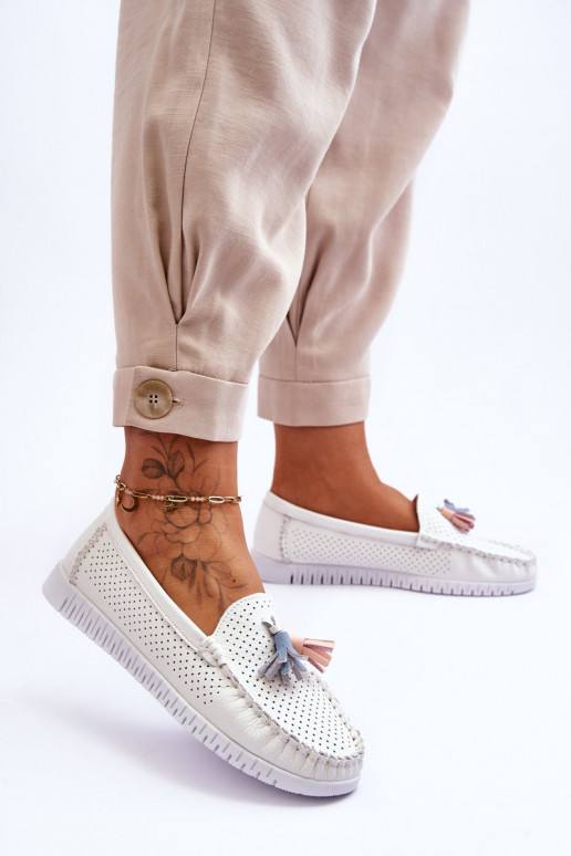 mit durchbrochenen Elementen Mokassins in der Farbe Weiß Lanzarot mit durchbrochenen Elementen Mokassins in der Farbe Weiß Lanzarot