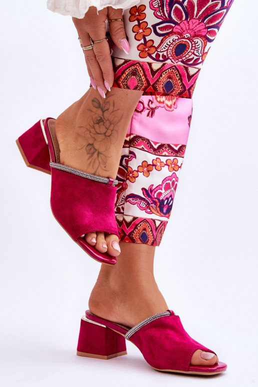 Wildlederpantoffeln mit Absätzen S.Barski KV-612-2 rosa Farbe