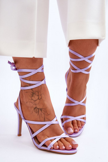 Damen-Sandalen mit hohen Absätzen, violette Farbe, Meya