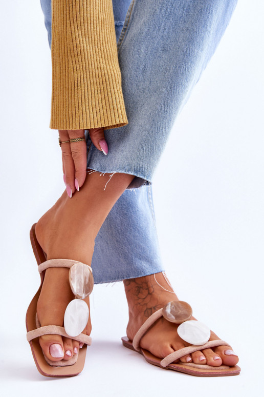 Wildlederpantoffeln mit schönen Details Nude Victoria Wildlederpantoffeln mit schönen Details Nude Victoria