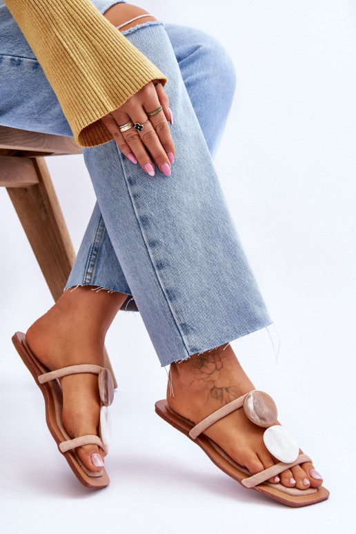 Wildlederpantoffeln mit schönen Details Nude Victoria Wildlederpantoffeln mit schönen Details Nude Victoria