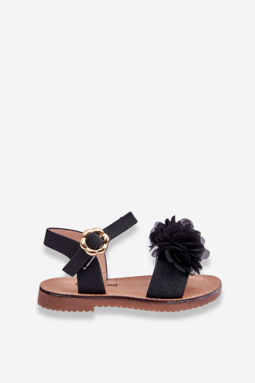 Sandalen für Kinder mit Blumen in schwarzer Farbe Poly