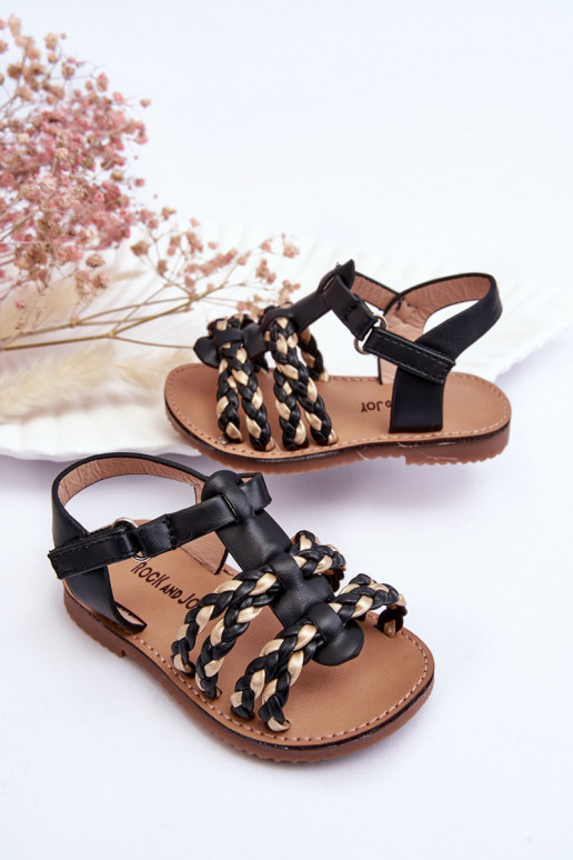 Kindersandalen mit Riemen in der Farbe Schwarz Sammy