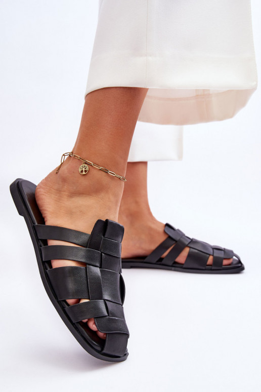 Hausschuhe mit Streifen in der Farbe Schwarz Reyna