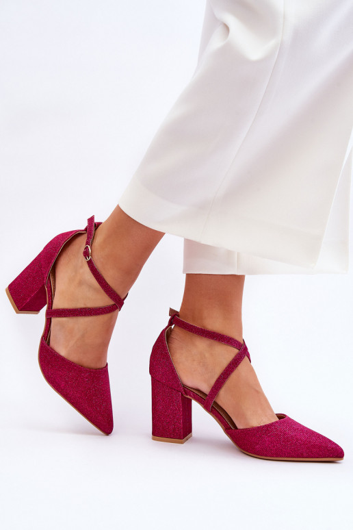 Glänzende Schuhe mit hohen Absätzen in Pink Galaxy