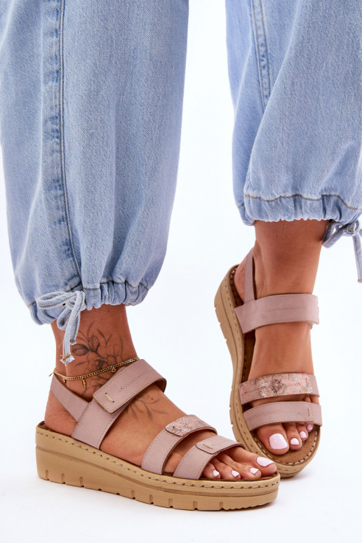 Sandalen mit Klebeverschlüssen rosa Fresh Look