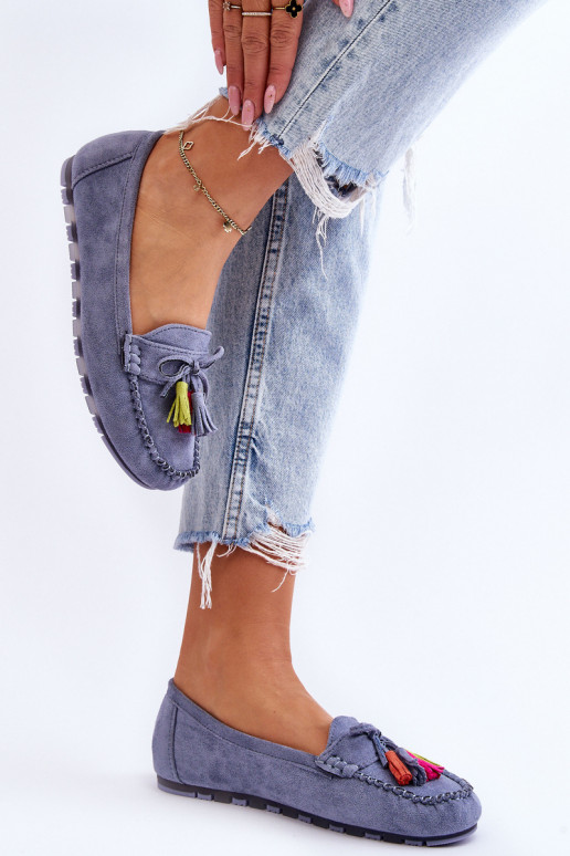 Wildledermokassins mit Quasten in Blau Dorine Wildledermokassins mit Quasten in Blau Dorine