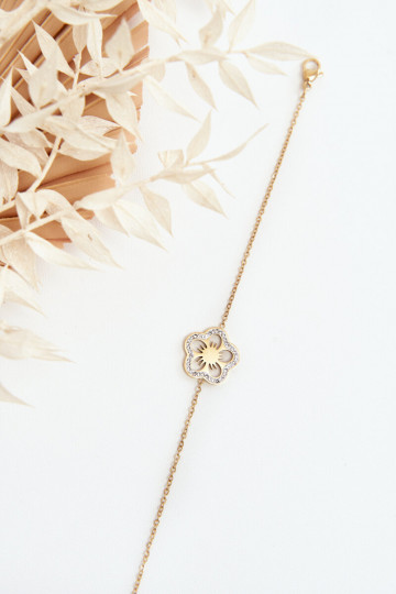Armband mit Blumen in Goldfarbe 2