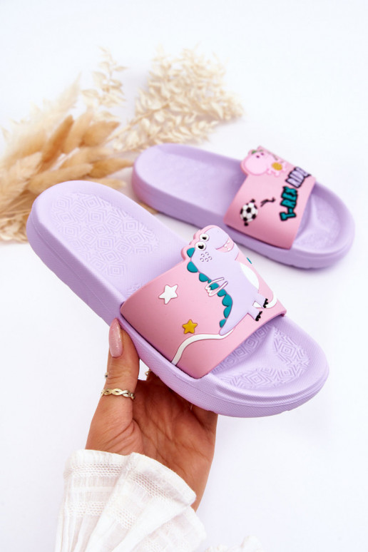 Kinderhausschuhe T-Rex Lila Farbe Bernis