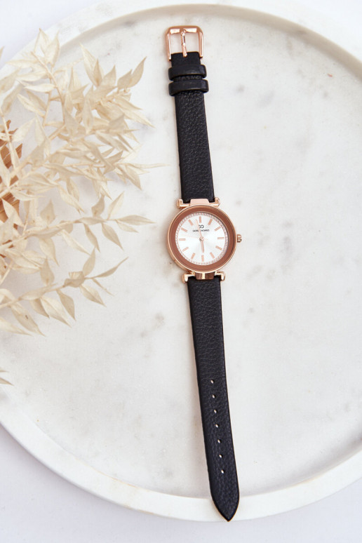 Leder-Damenuhr Giorgio&Dario in schwarzer Farbe Leder-Damenuhr Giorgio&Dario in schwarzer Farbe