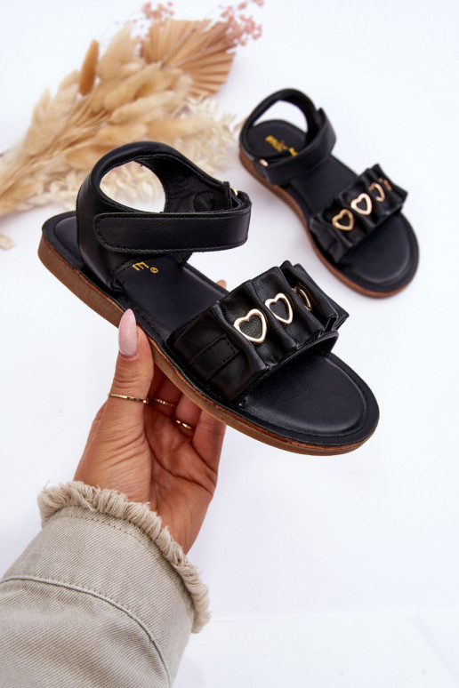 Kindersandalen mit Klebeverschlüssen in der Farbe Schwarz Havana