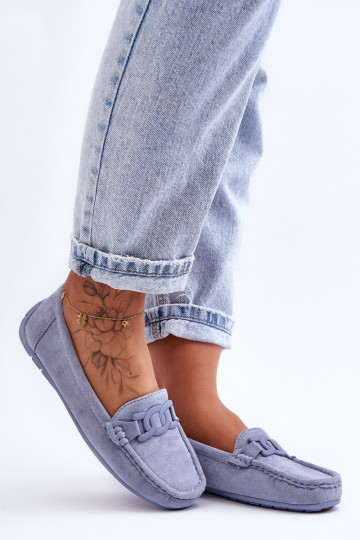 Wildledermokassins in Blau von Rabell