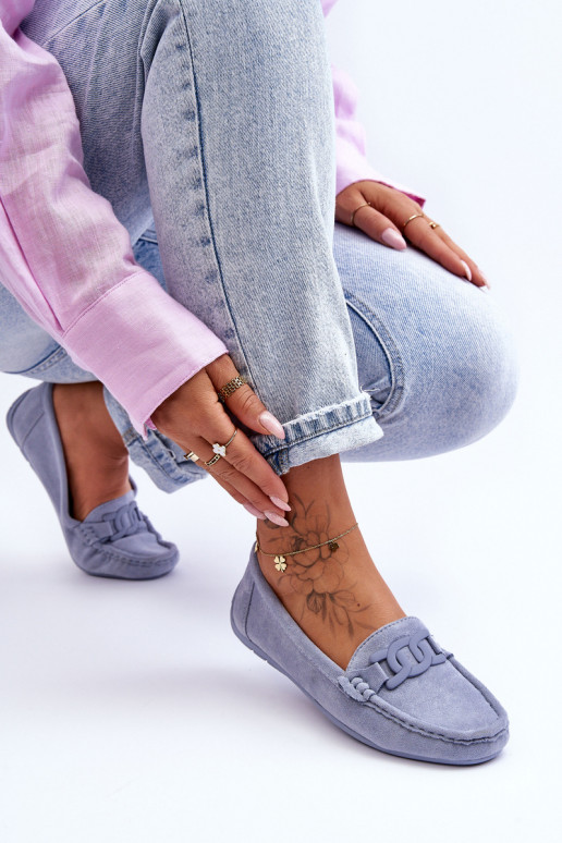 Wildledermokassins in Blau von Rabell