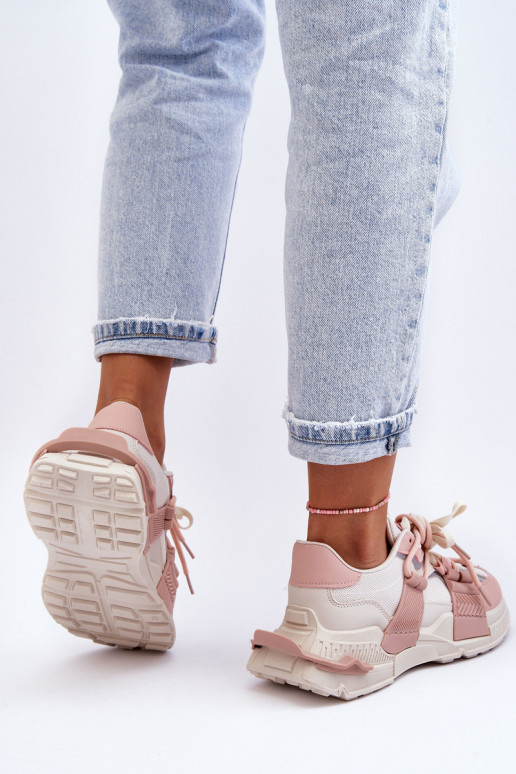 Modische Sneaker mit Schnürsenkeln beige-pink Chillout!