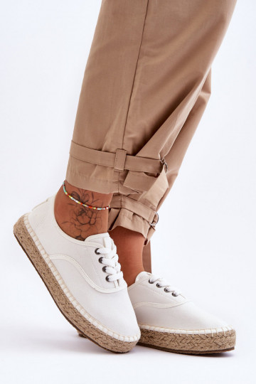 Schnür-Freizeitschuhe Espadrilles Big Star LL274833 weiße Farbe 2