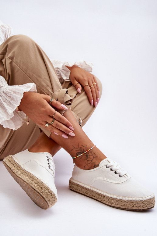 Schnür-Freizeitschuhe Espadrilles Big Star LL274833 weiße Farbe