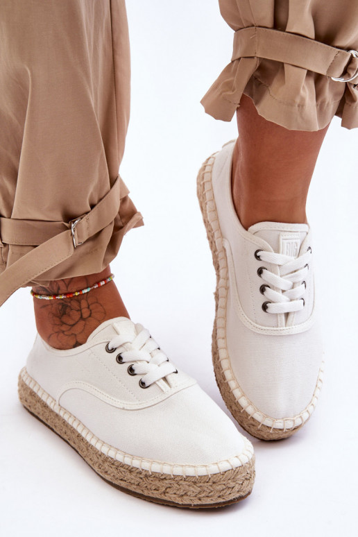 Schnür-Freizeitschuhe Espadrilles Big Star LL274833 weiße Farbe