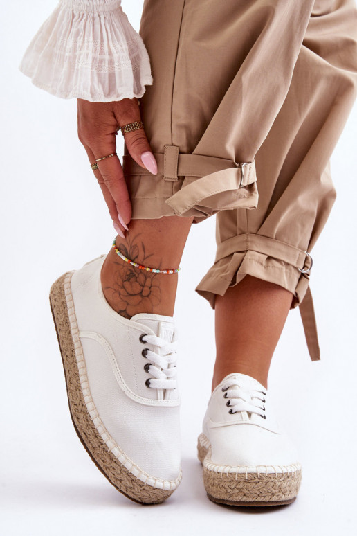 Schnür-Freizeitschuhe Espadrilles Big Star LL274833 weiße Farbe