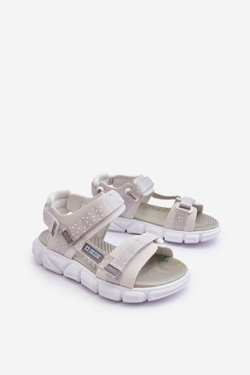 Kindersandalen mit Klebeverschlüssen Big Star LL374201 Weiß-silberne Farbe