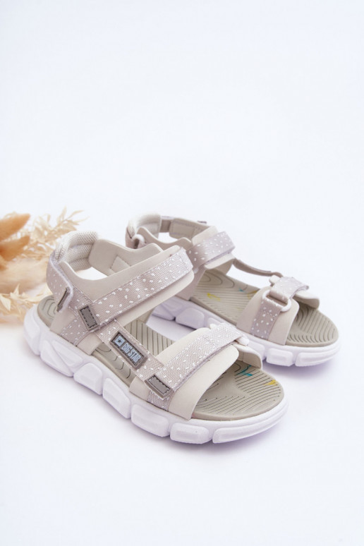 Kindersandalen mit Klebeverschlüssen Big Star LL374201 Weiß-silberne Farbe